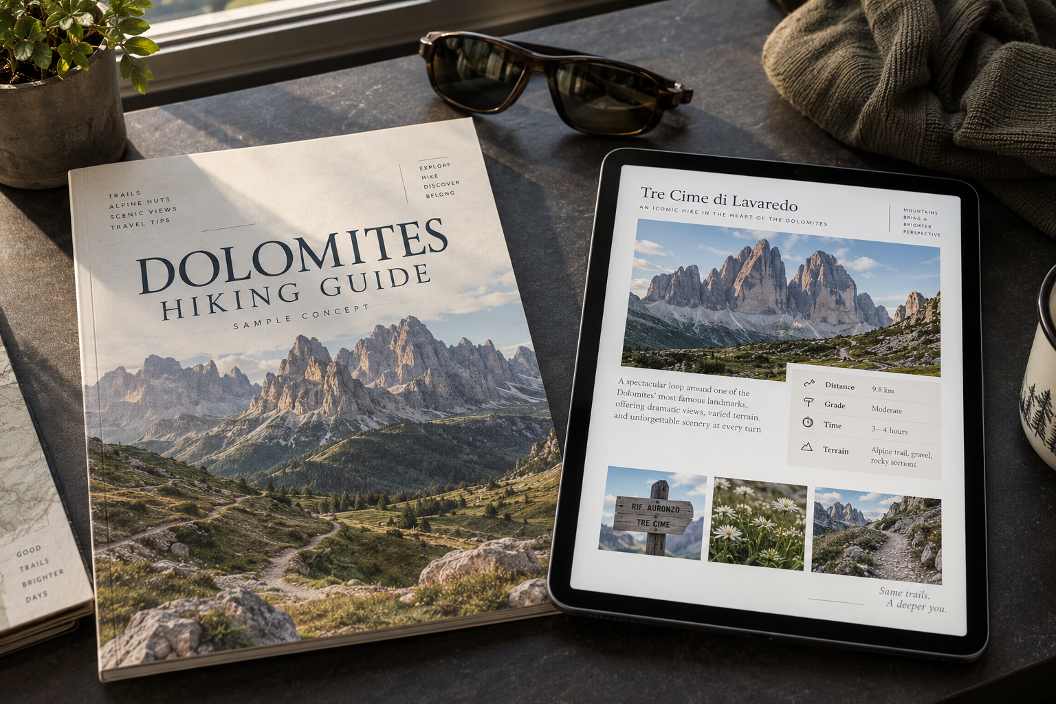 Dolomites Hiking Guide sample concept