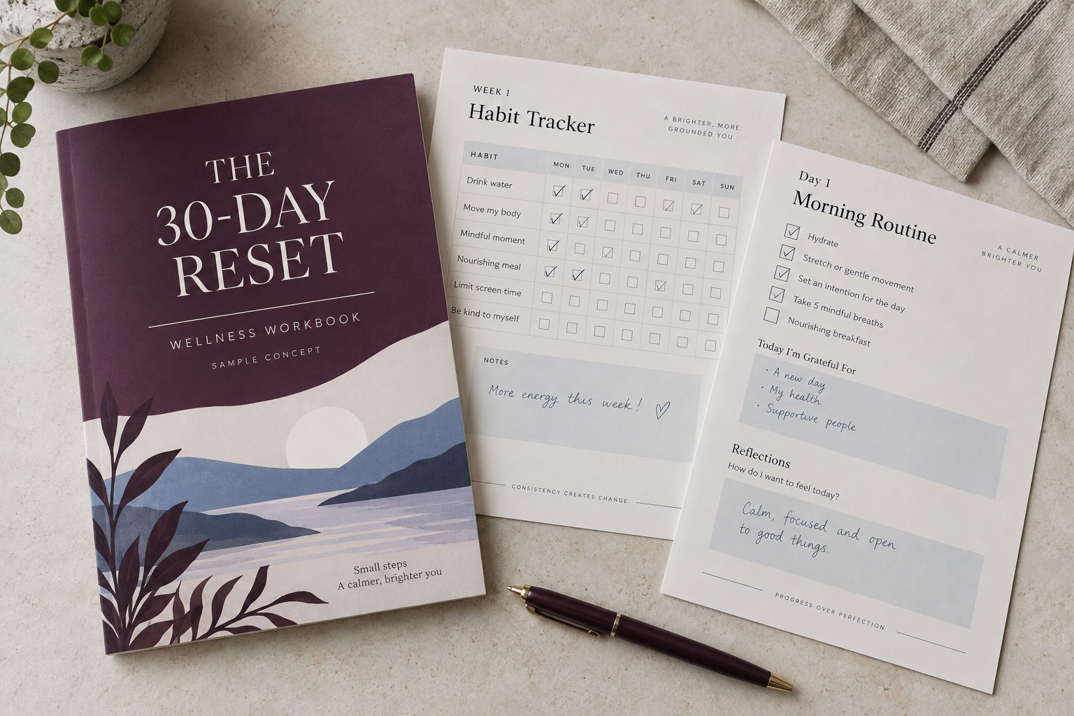 30 Day Reset sample wellness workbook